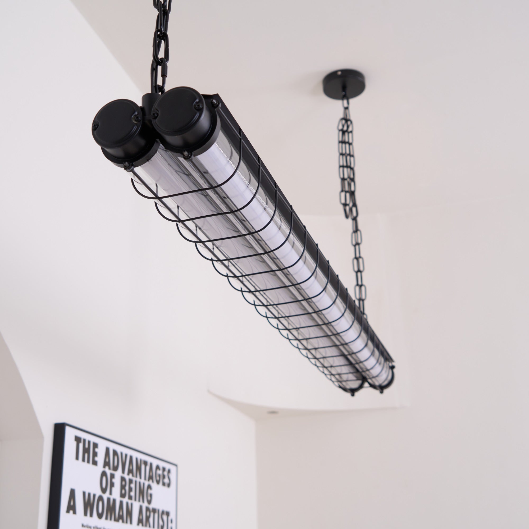 Handcrafted Glass Channel-Set Diffusers Linear Chandelier Sleek Design